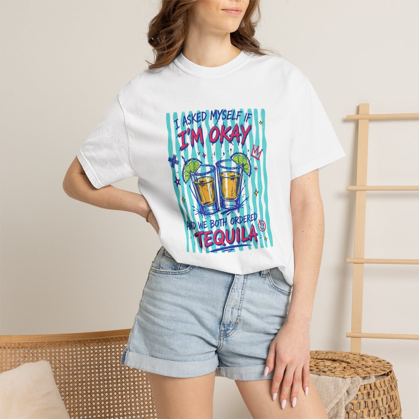 Tequila Cheers T‑Shirt — "I Asked Myself I'm Okay and We Both Ordered Tequila" Graphic Tee