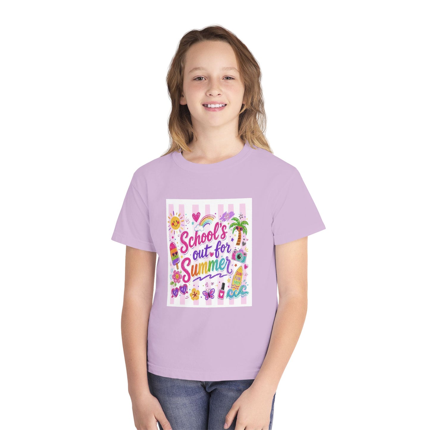 Kids "School's Out for Summer" Tee — Cute Pastel Vacation T-Shirt for End-of-Year, Beach & Camp