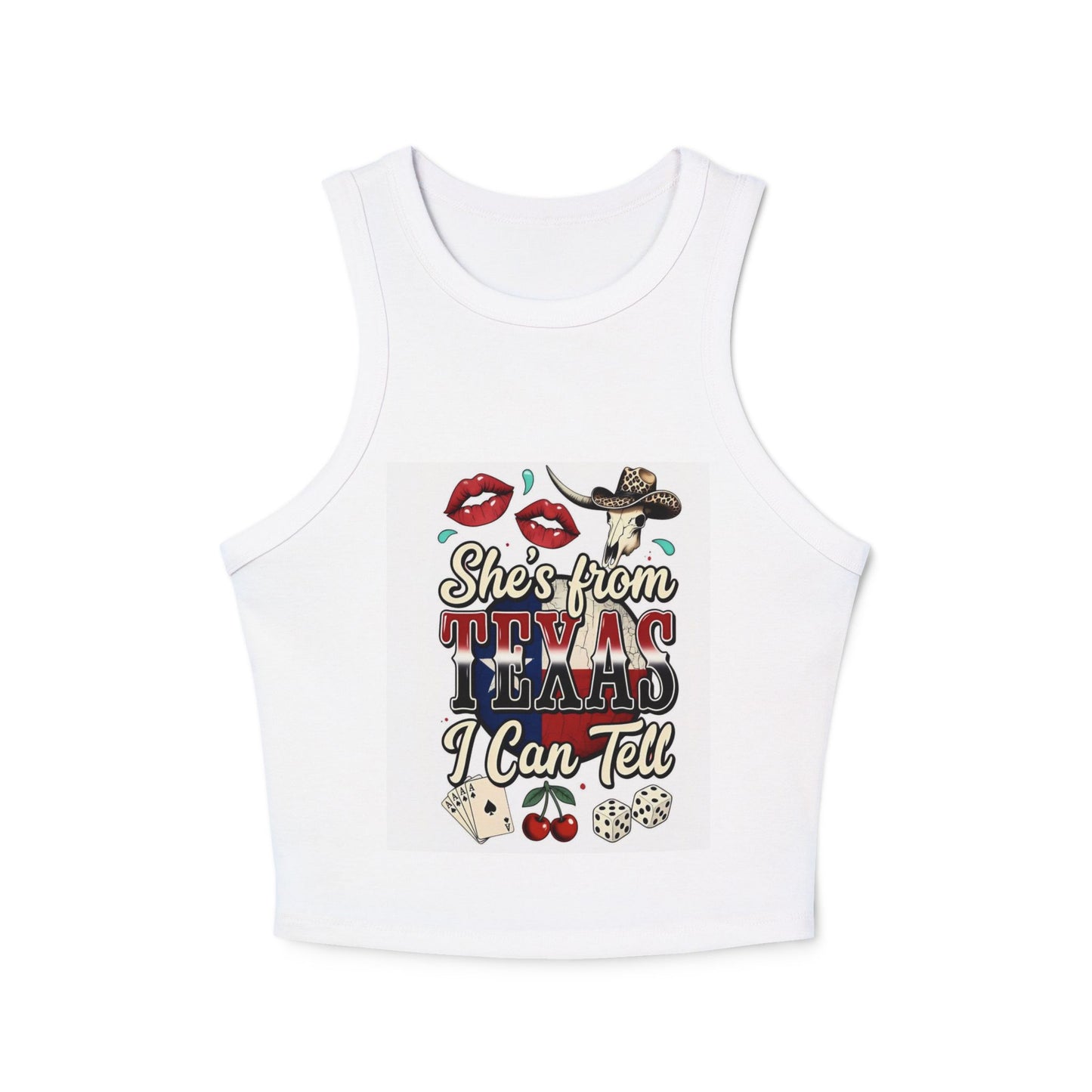 Texas Girl Graphic Racer Tank — "She's From Texas I Can Tell"