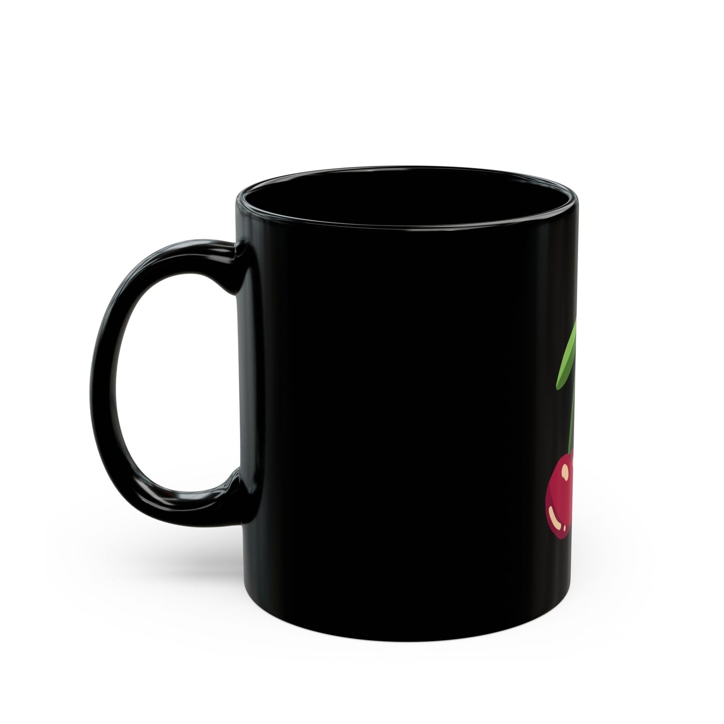 Cherry Graphic Mug – Black Ceramic Coffee Cup (11oz & 15oz)
