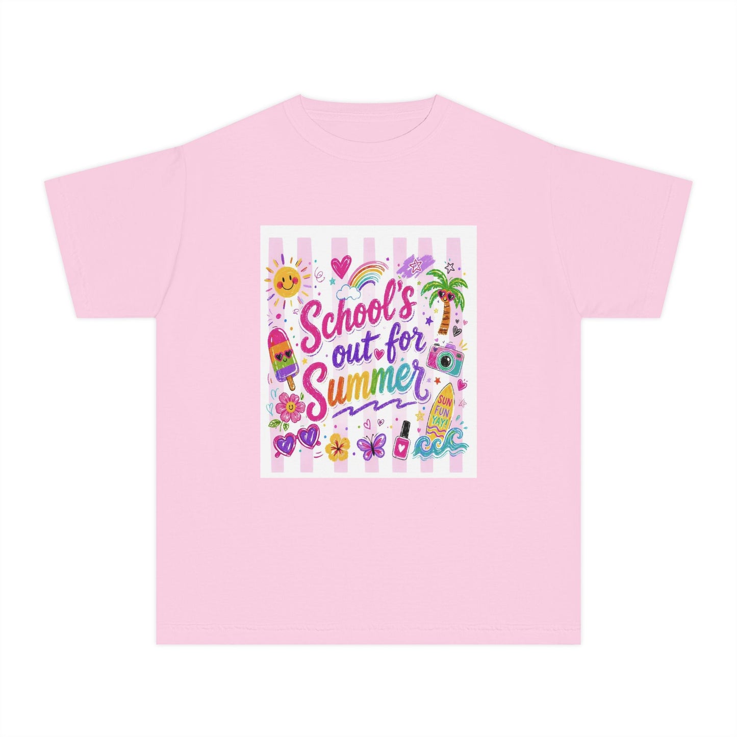 Kids "School's Out for Summer" Tee — Cute Pastel Vacation T-Shirt for End-of-Year, Beach & Camp