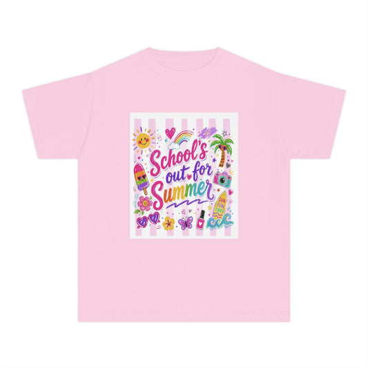Kids "School's Out for Summer" Tee — Cute Pastel Vacation T-Shirt for End-of-Year, Beach & Camp