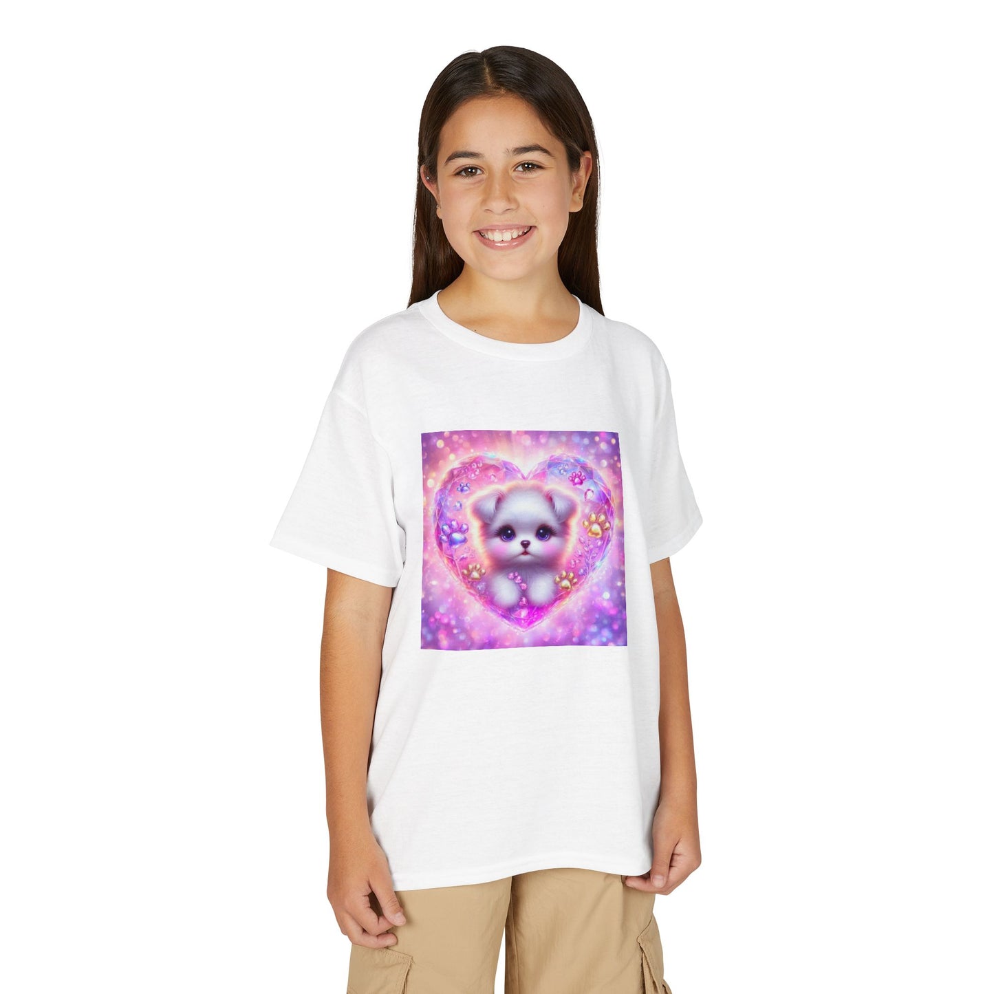 Youth T-Shirt — Cute Puppy in Sparkling Heart Graphic