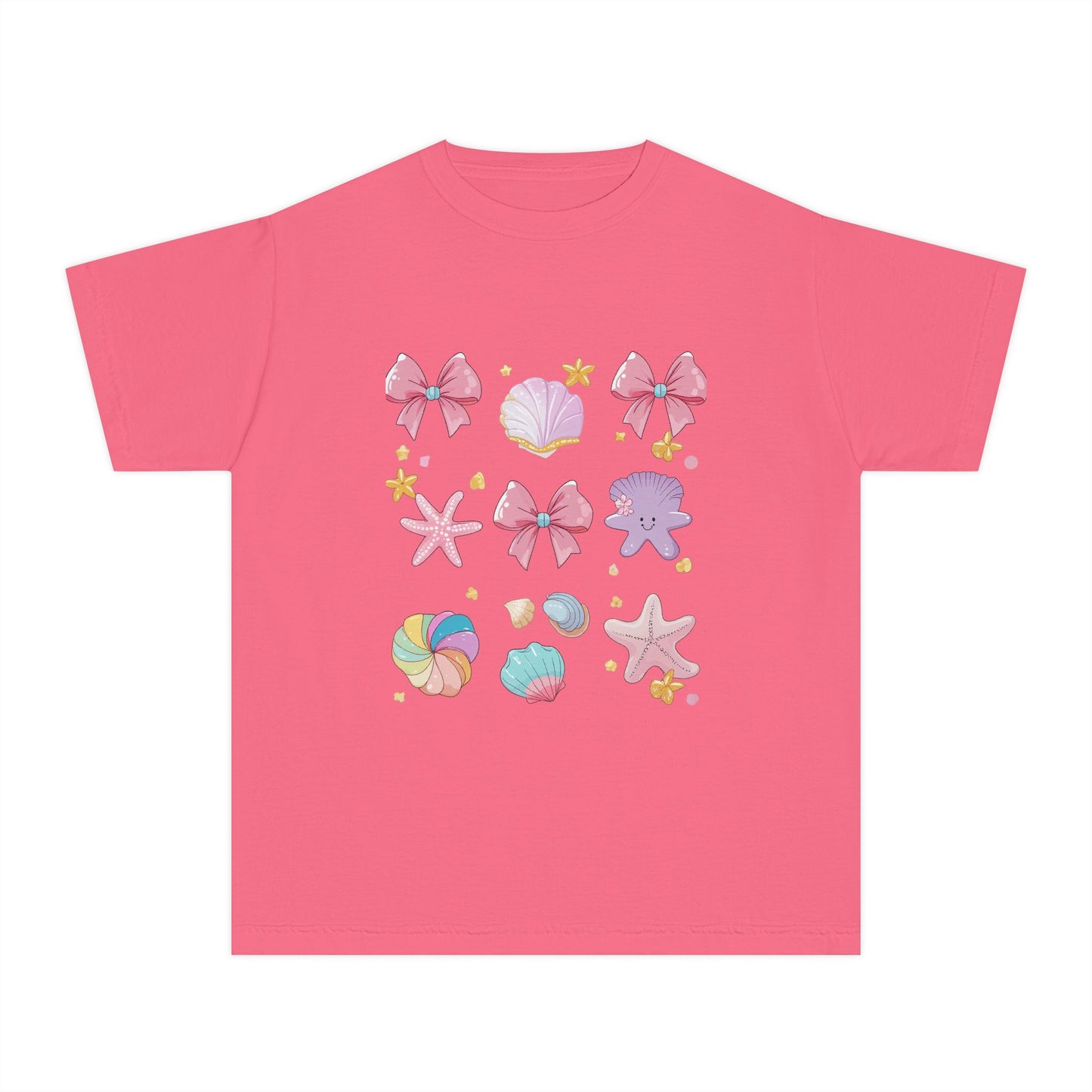 Kids' Pink Mermaid Seashell Tee — Cute Starfish & Shell Graphic