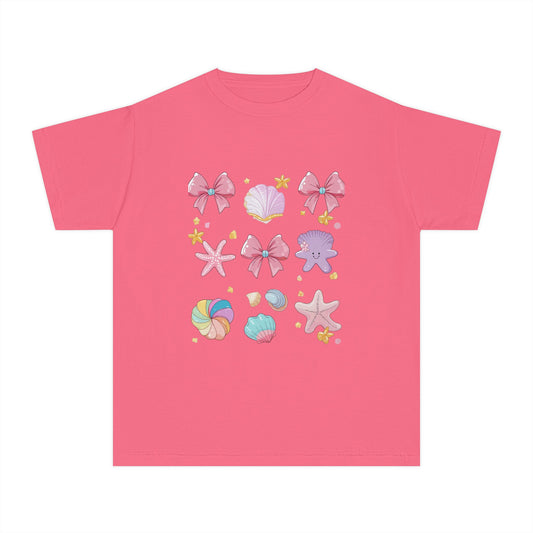 Kids' Pink Mermaid Seashell Tee — Cute Starfish & Shell Graphic