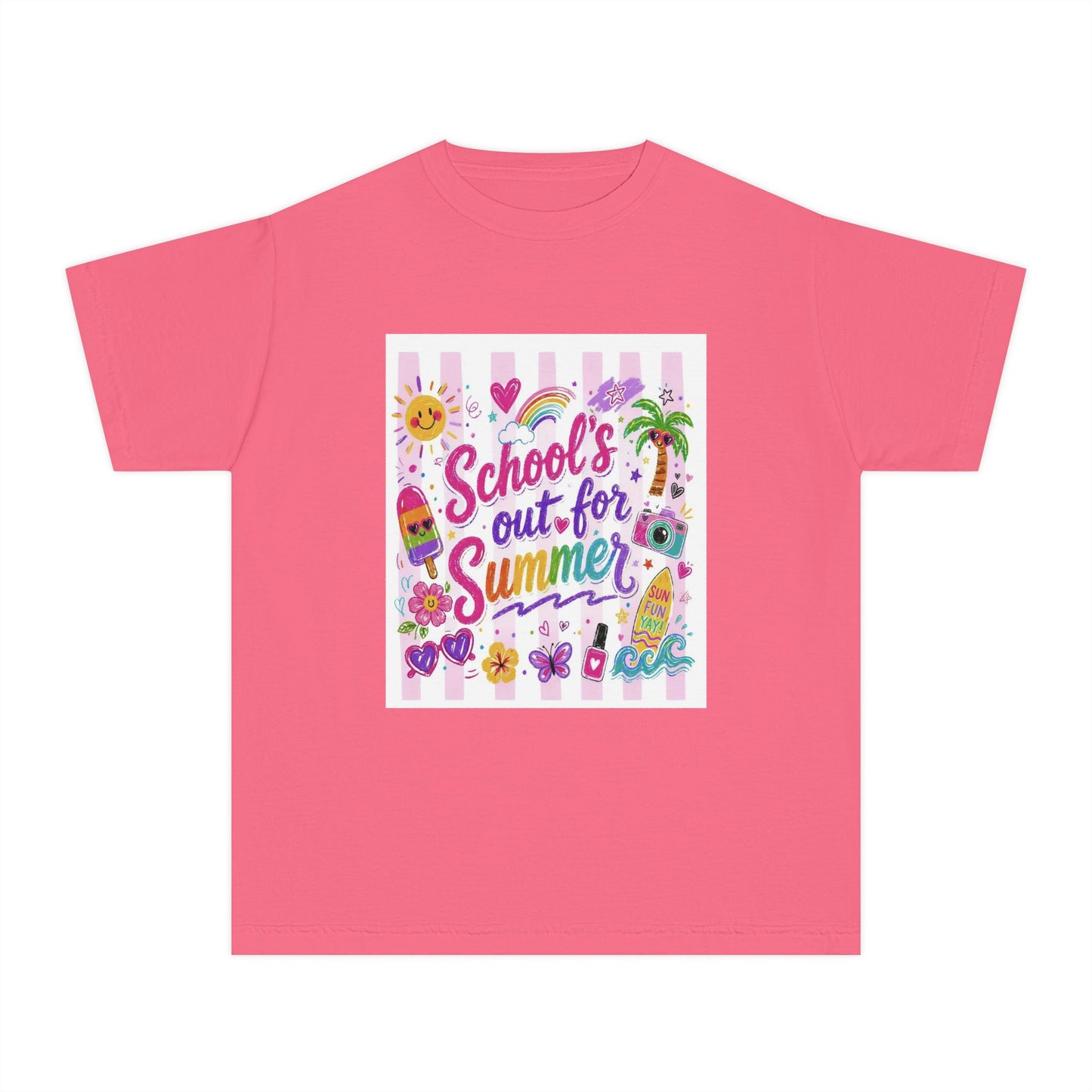 Kids "School's Out for Summer" Tee — Cute Pastel Vacation T-Shirt for End-of-Year, Beach & Camp