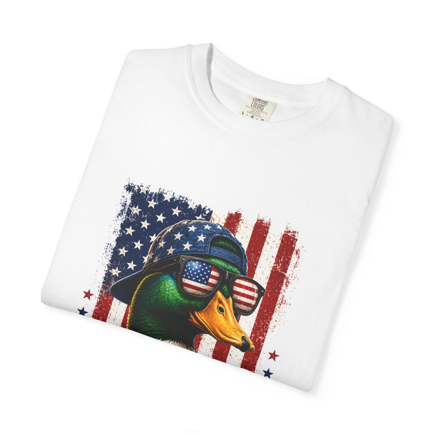 Patriotic 'Merica Duck T-shirt — American Flag Graphic Tee for 4th of July