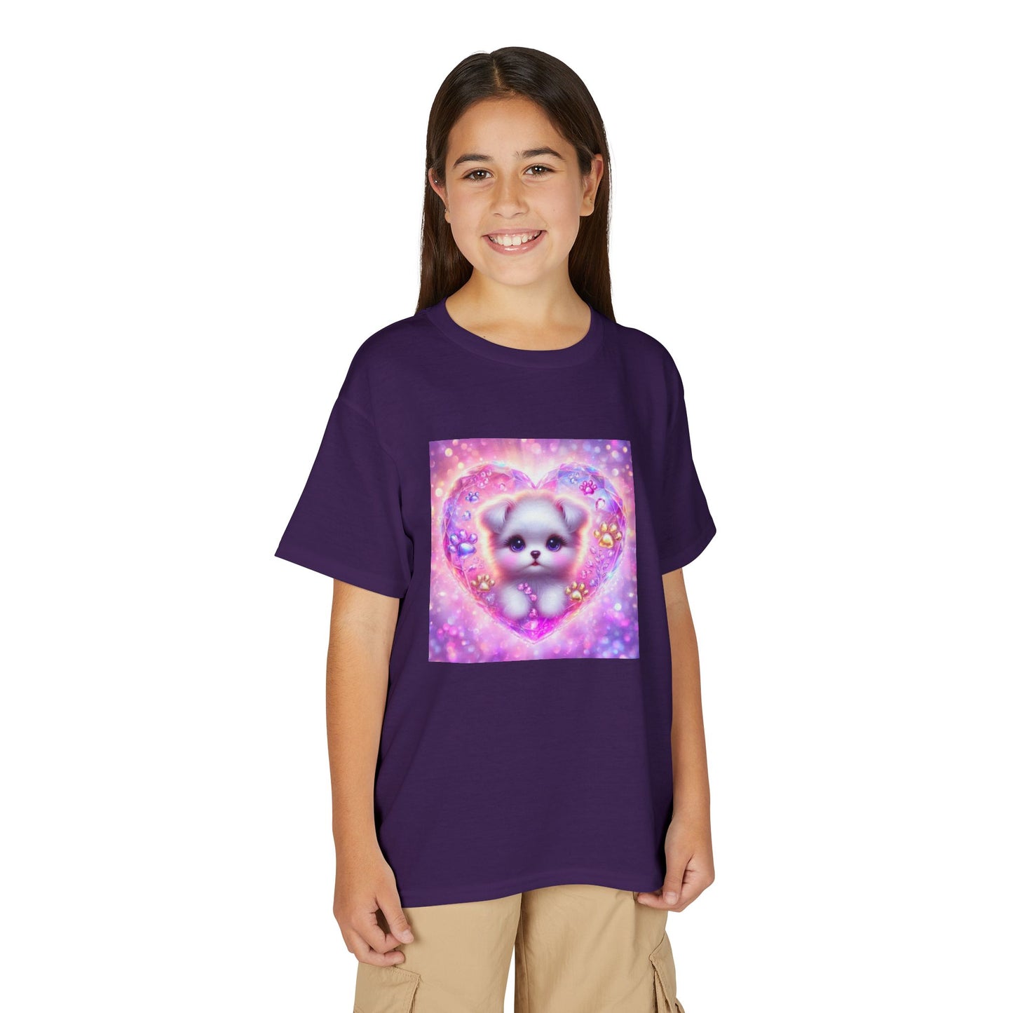 Youth T-Shirt — Cute Puppy in Sparkling Heart Graphic