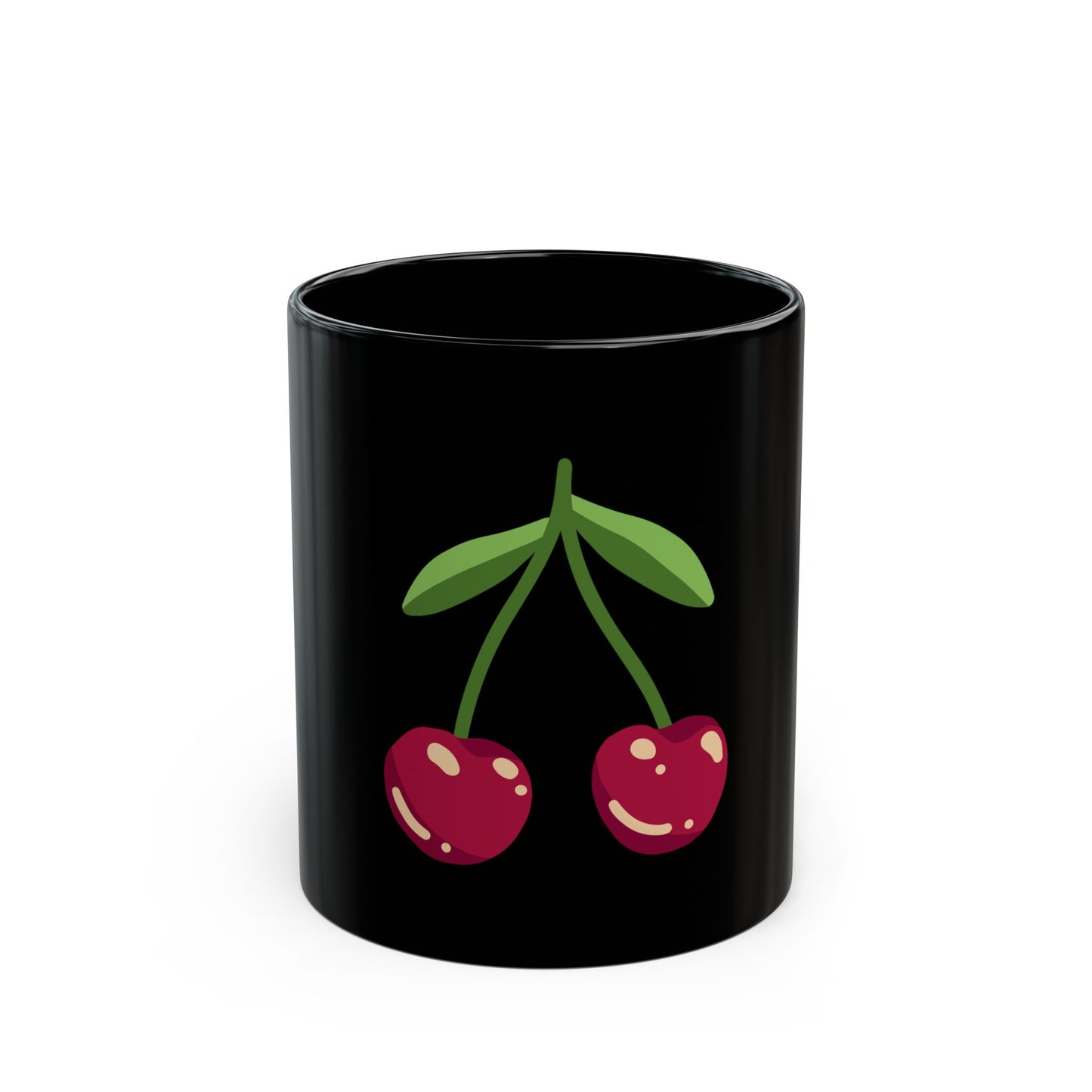 Cherry Graphic Mug – Black Ceramic Coffee Cup (11oz & 15oz)