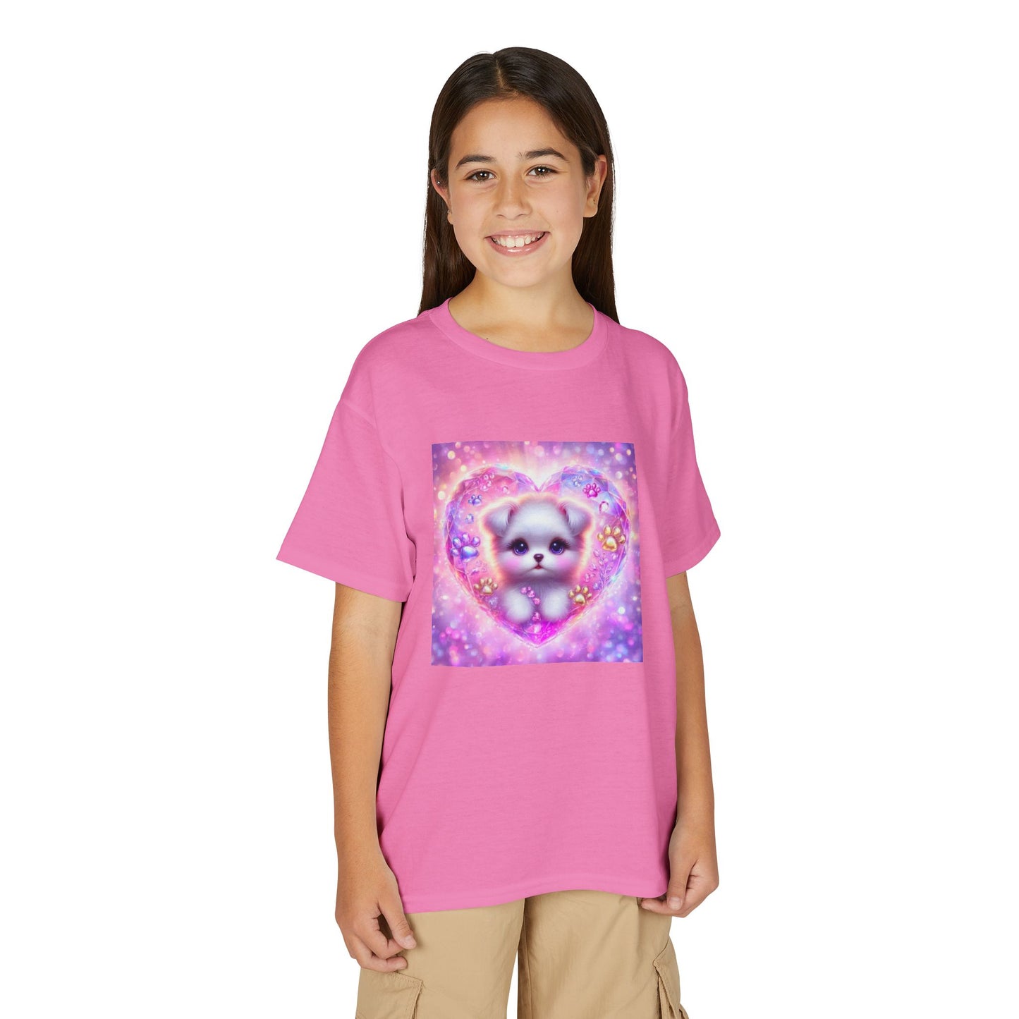 Youth T-Shirt — Cute Puppy in Sparkling Heart Graphic
