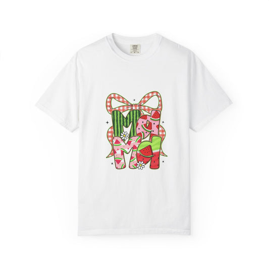 T-Shirt — 'MOM' Floral Gift Bow Design (Mother's Day, Spring Floral Tee)