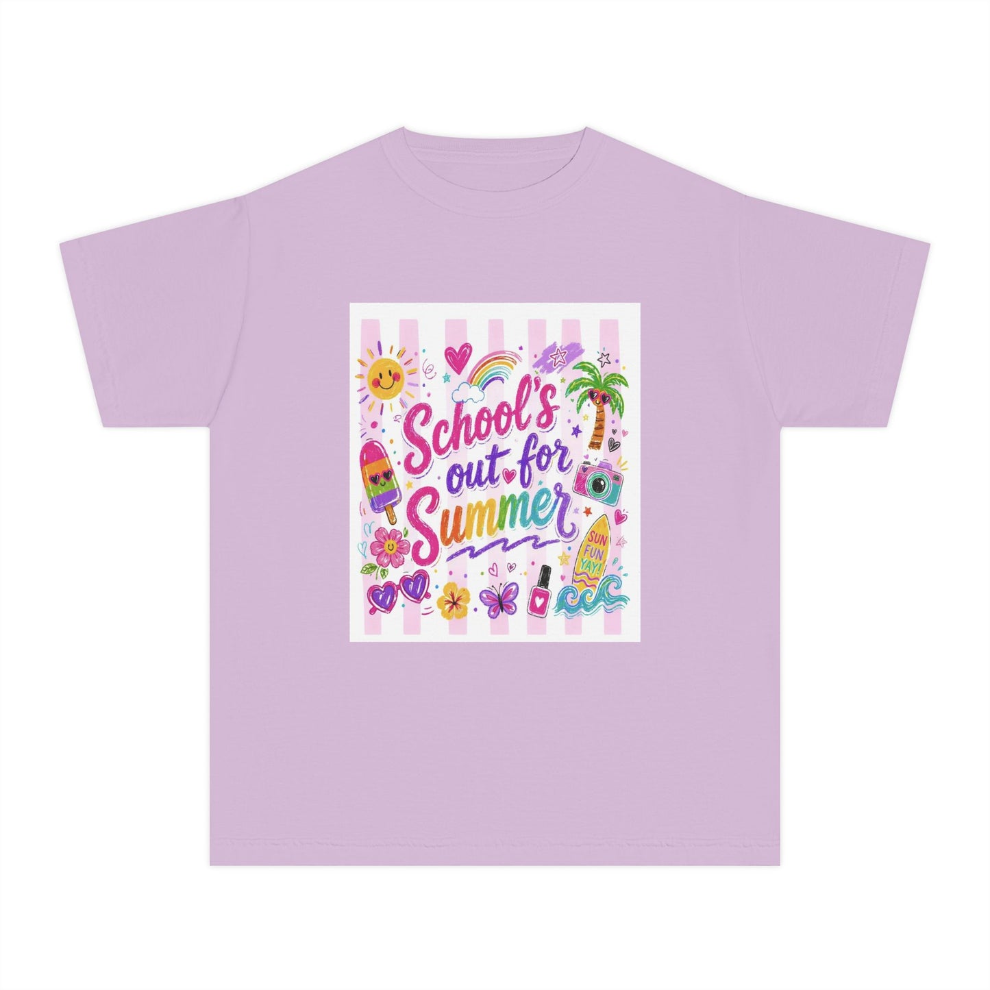 Kids "School's Out for Summer" Tee — Cute Pastel Vacation T-Shirt for End-of-Year, Beach & Camp